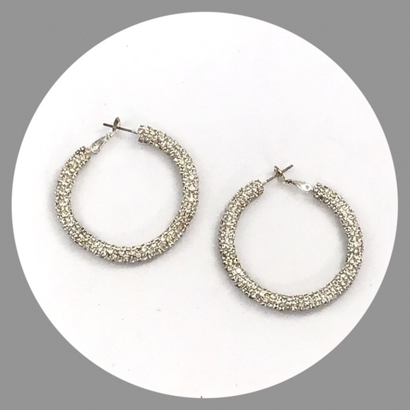 Pizzazz Emporium Jewelry - Crystal Pavé Hoop Earrings
